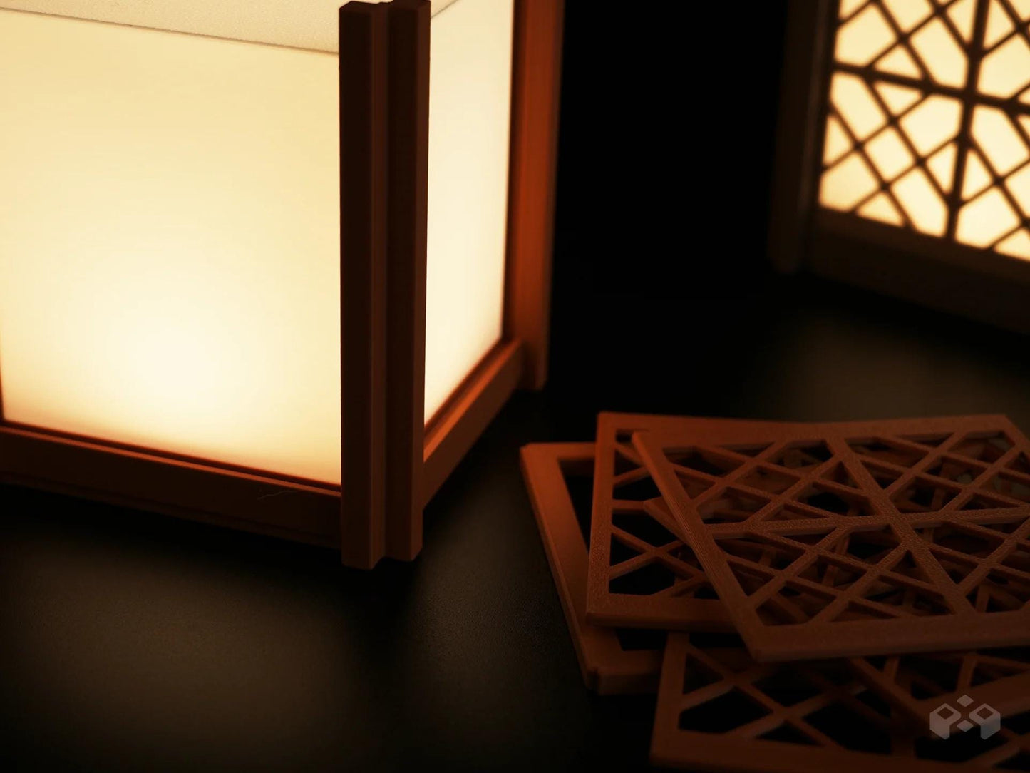 Shoji Lantern with Kumiko Pattern