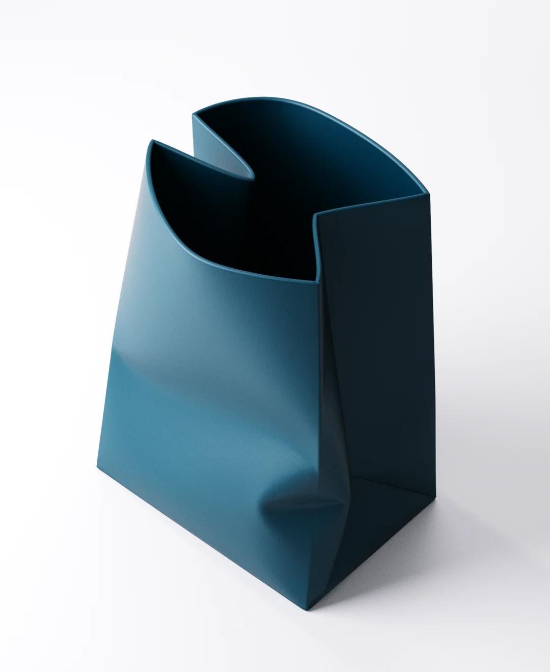 Paper Bag Vase - Sculptural Folded Design | 14×11×18.5 cm