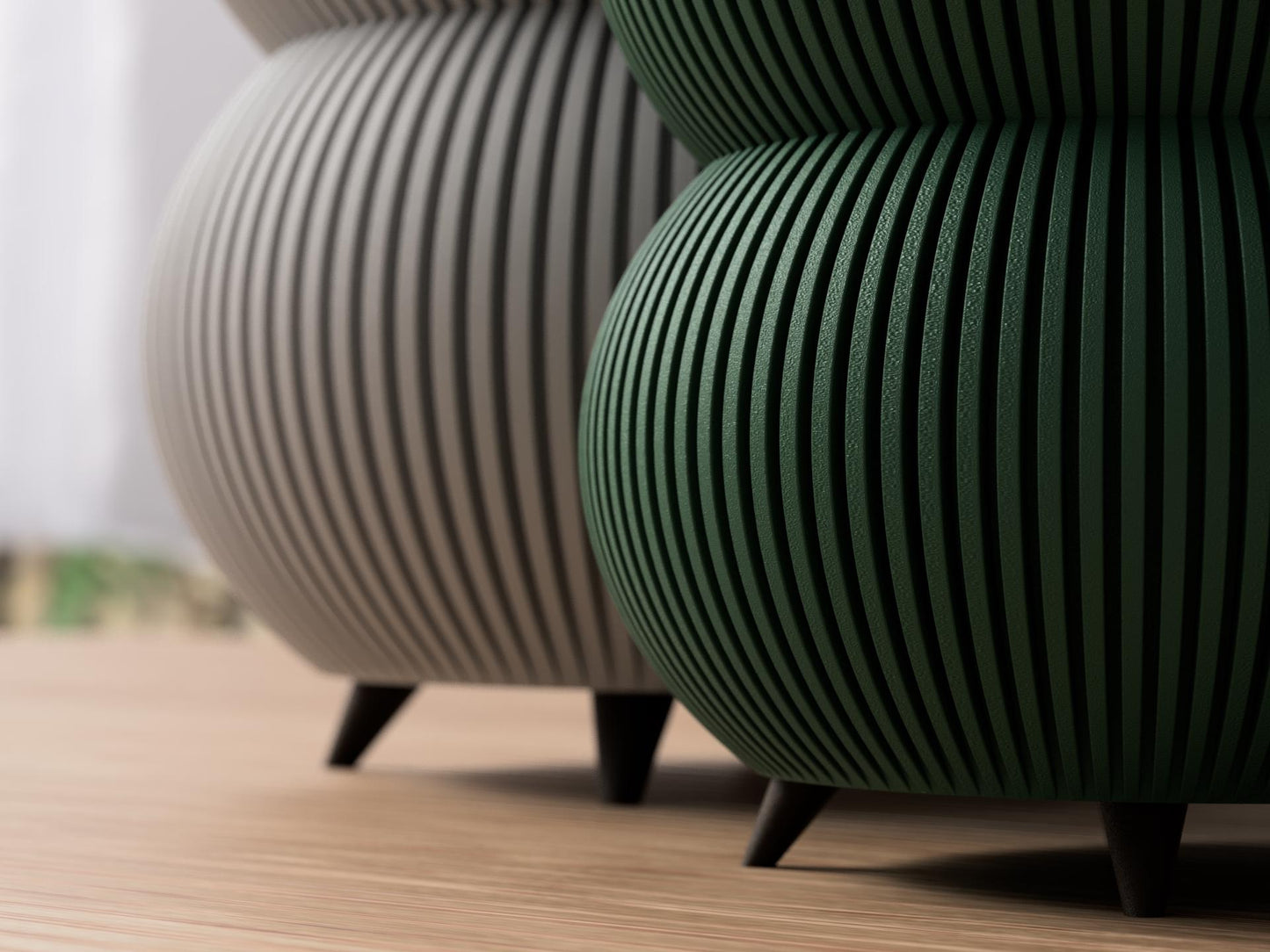 Orbara Planter with Legs - Stacked Sphere Ribbed Vase Planter