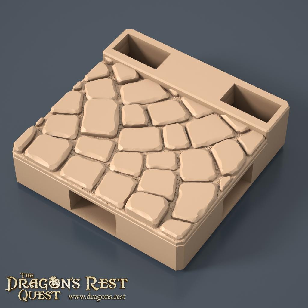 Dock Cobblestone Floor Tile — Quarter Fan, Rotation B | 28mm Dragon's Rest Docks | Ships Australia