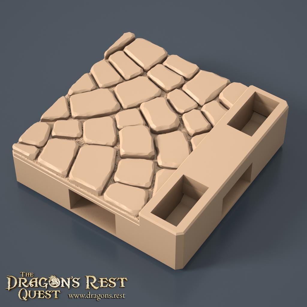 Dock Cobblestone Floor Tile — Half Fan, Rotation A | 28mm Dragon's Rest Docks | Ships Australia