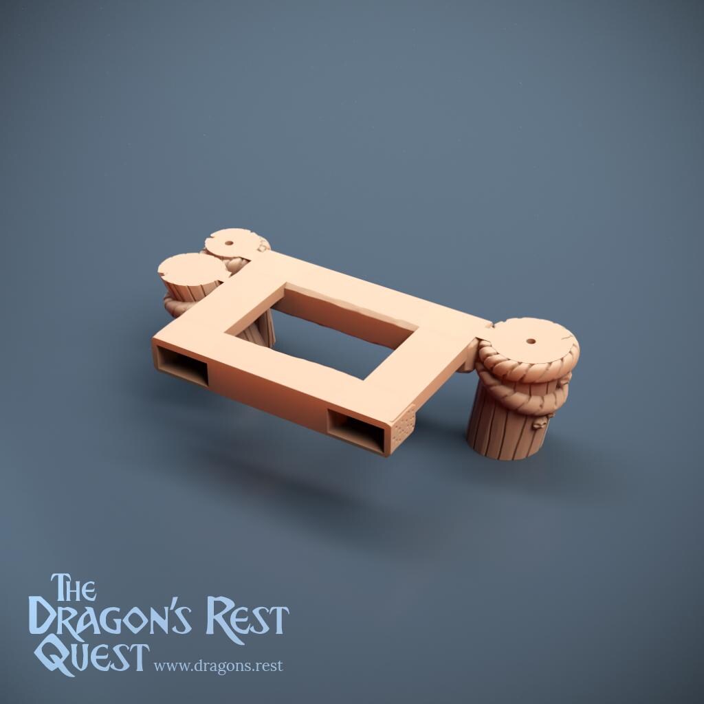 Pier Section — Three Bollard Posts | Docks Terrain | Dragon's Rest | 28mm | Ships from Australia
