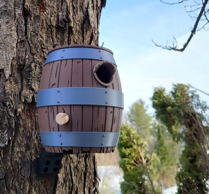 Old Barrel Birdhouse | 15 x 15 x 19cm Rustic Garden Décor Gift