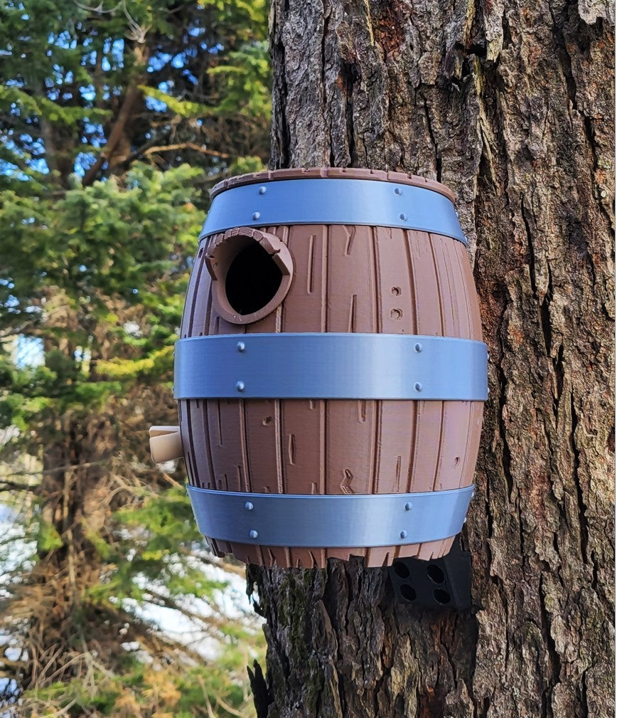 Old Barrel Birdhouse | 15 x 15 x 19cm Rustic Garden Décor Gift