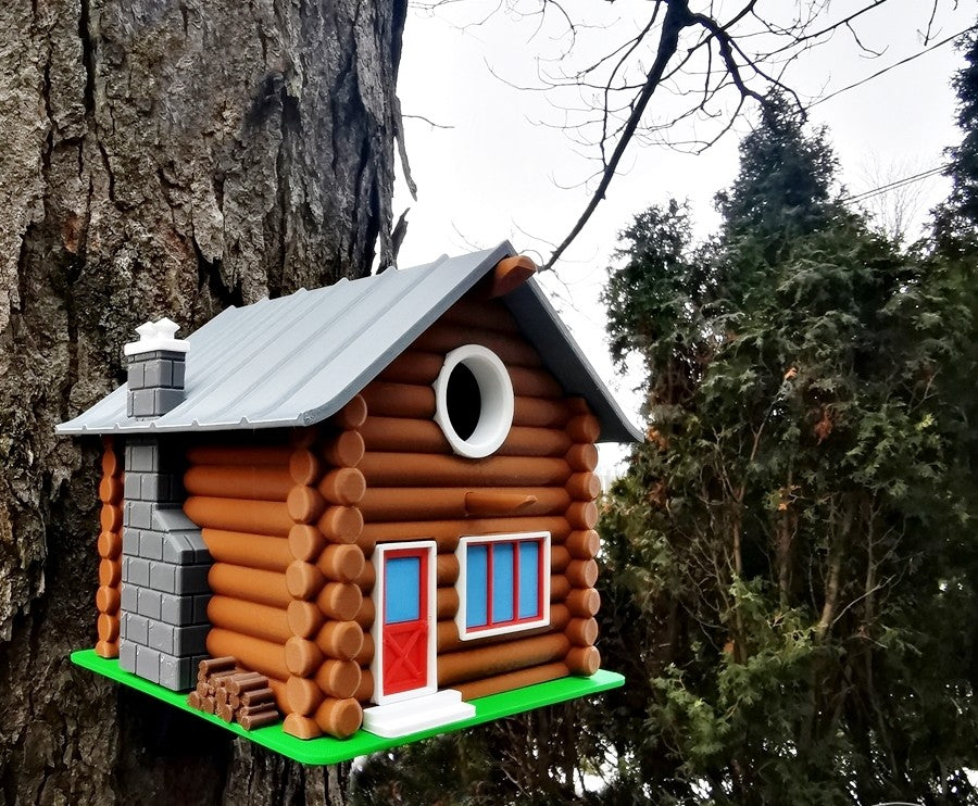 Log Cabin Birdhouse | 21 x 20 x 20 cm Whimsical Garden Décor Gift