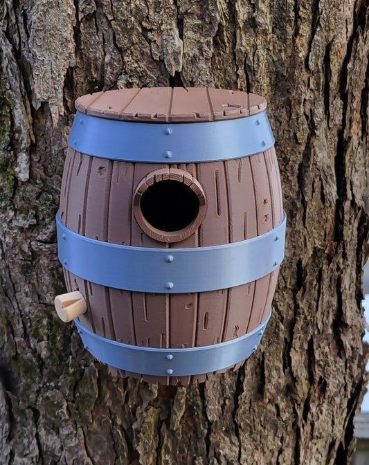 Old Barrel Birdhouse | 15 x 15 x 19cm Rustic Garden Décor Gift