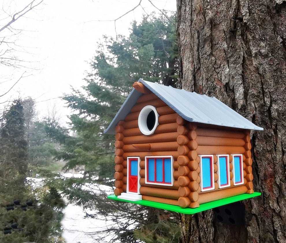 Log Cabin Birdhouse | 21 x 20 x 20 cm Whimsical Garden Décor Gift