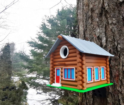 Log Cabin Birdhouse | 21 x 20 x 20 cm Whimsical Garden Décor Gift