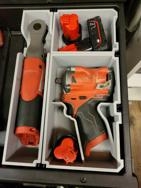 Packout Insert to Suit Milwaukee M12 Fuel Stubby 3/8″ Impact Wrench – USA 2554‑20, AUS/UK M12FIW38‑0 – Slim Drawer – Insert Only