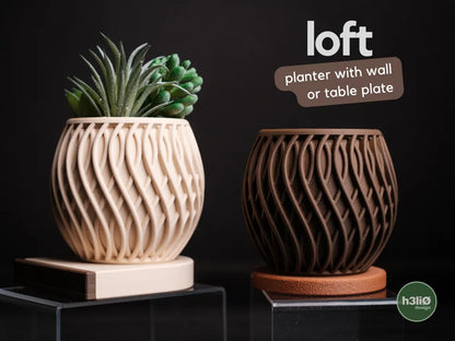 Loft Compact Planter with Integrated Drip Plate | Matte Modern Indoor Pot