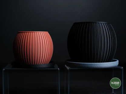 Halo Ribbed Planter | Matte Finish Indoor Plant Pot with Drip Plate