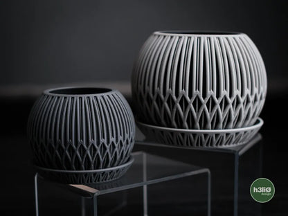 Zyra Patterned Planter with Elevated Plate | Modern Indoor Pot