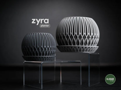 Zyra Patterned Planter with Elevated Plate | Modern Indoor Pot