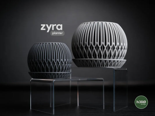 Zyra Patterned Planter with Elevated Plate | Modern Indoor Pot