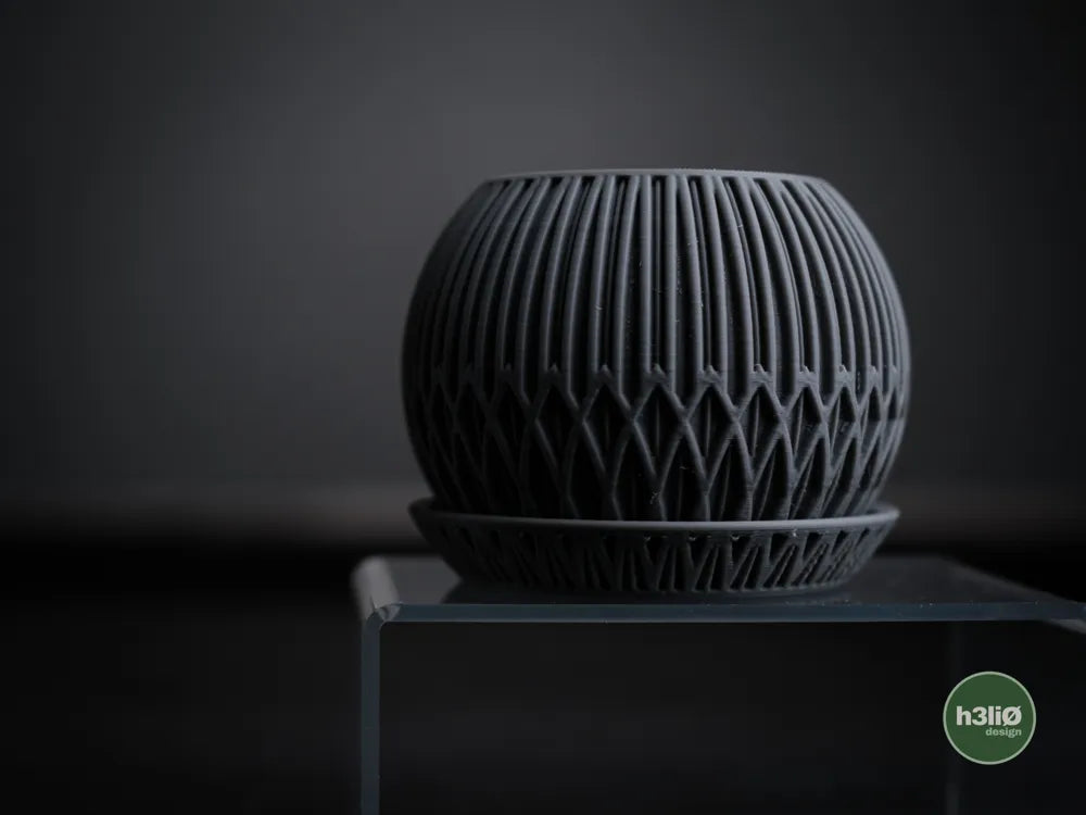 Zyra Patterned Planter with Elevated Plate | Modern Indoor Pot