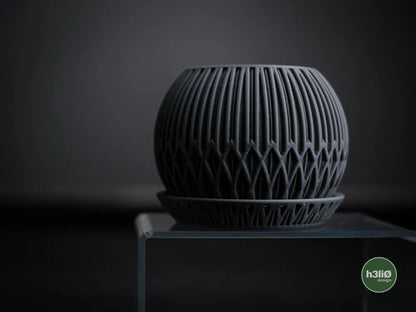 Zyra Patterned Planter with Elevated Plate | Modern Indoor Pot