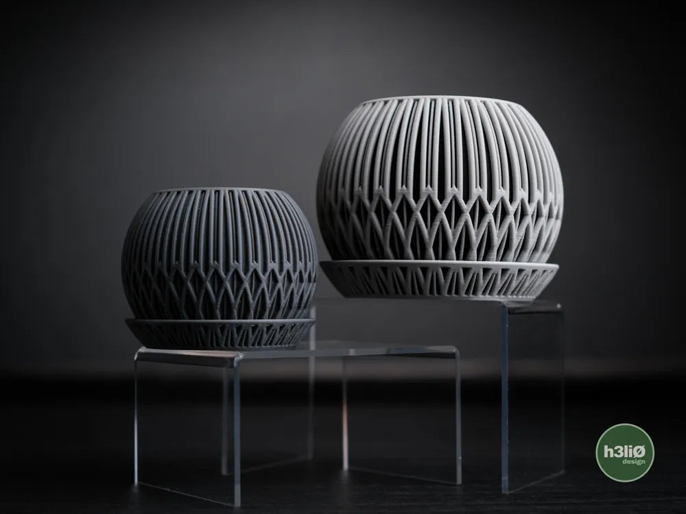 Zyra Patterned Planter with Elevated Plate | Modern Indoor Pot