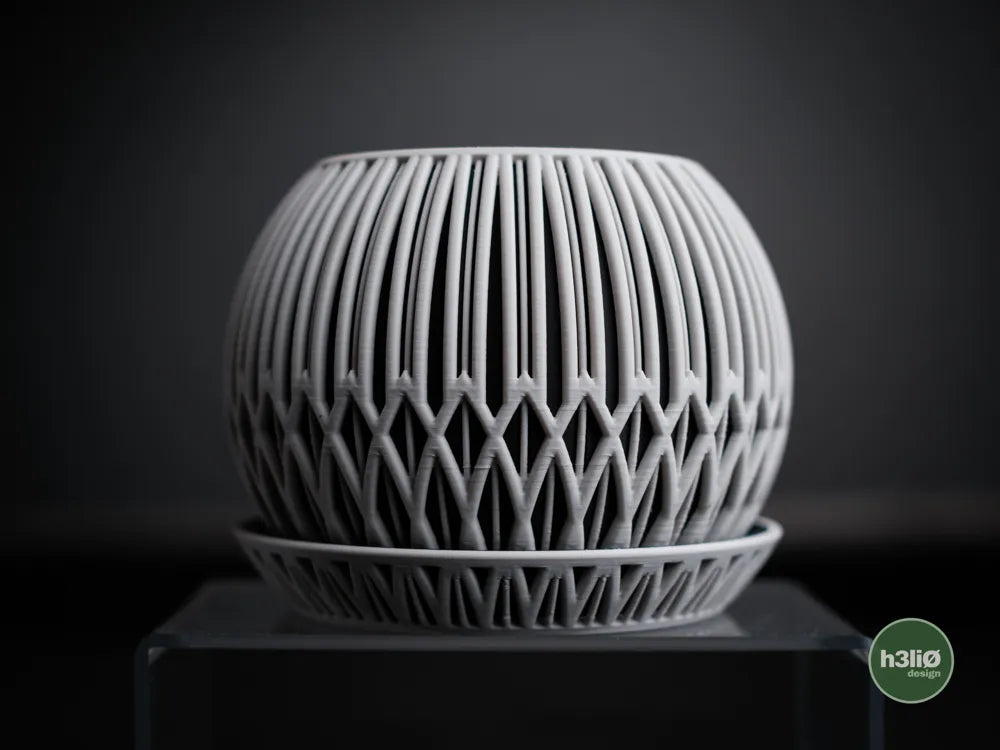 Zyra Patterned Planter with Elevated Plate | Modern Indoor Pot