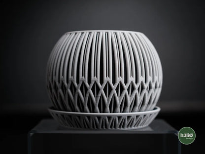 Zyra Patterned Planter with Elevated Plate | Modern Indoor Pot