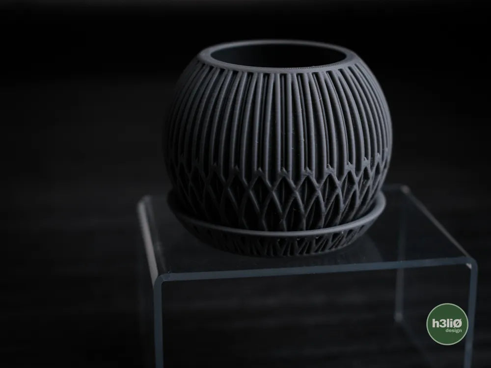 Zyra Patterned Planter with Elevated Plate | Modern Indoor Pot