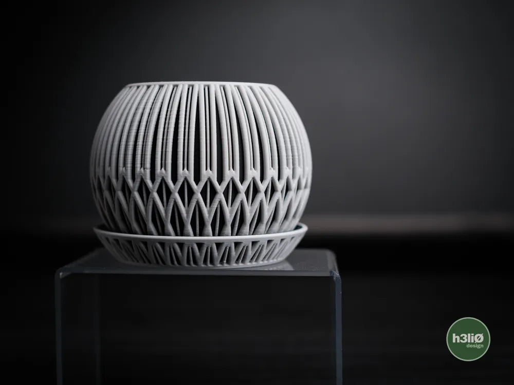 Zyra Patterned Planter with Elevated Plate | Modern Indoor Pot