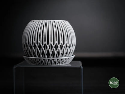 Zyra Patterned Planter with Elevated Plate | Modern Indoor Pot