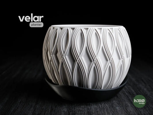 Velar Minimalist Elevated Planter — Textured Relief with Drip Plate