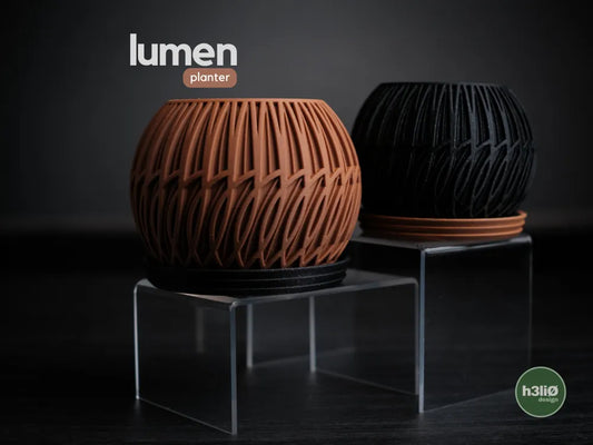 Lumen Minimalist Patterned Planter — Textured Design with Drip Plate