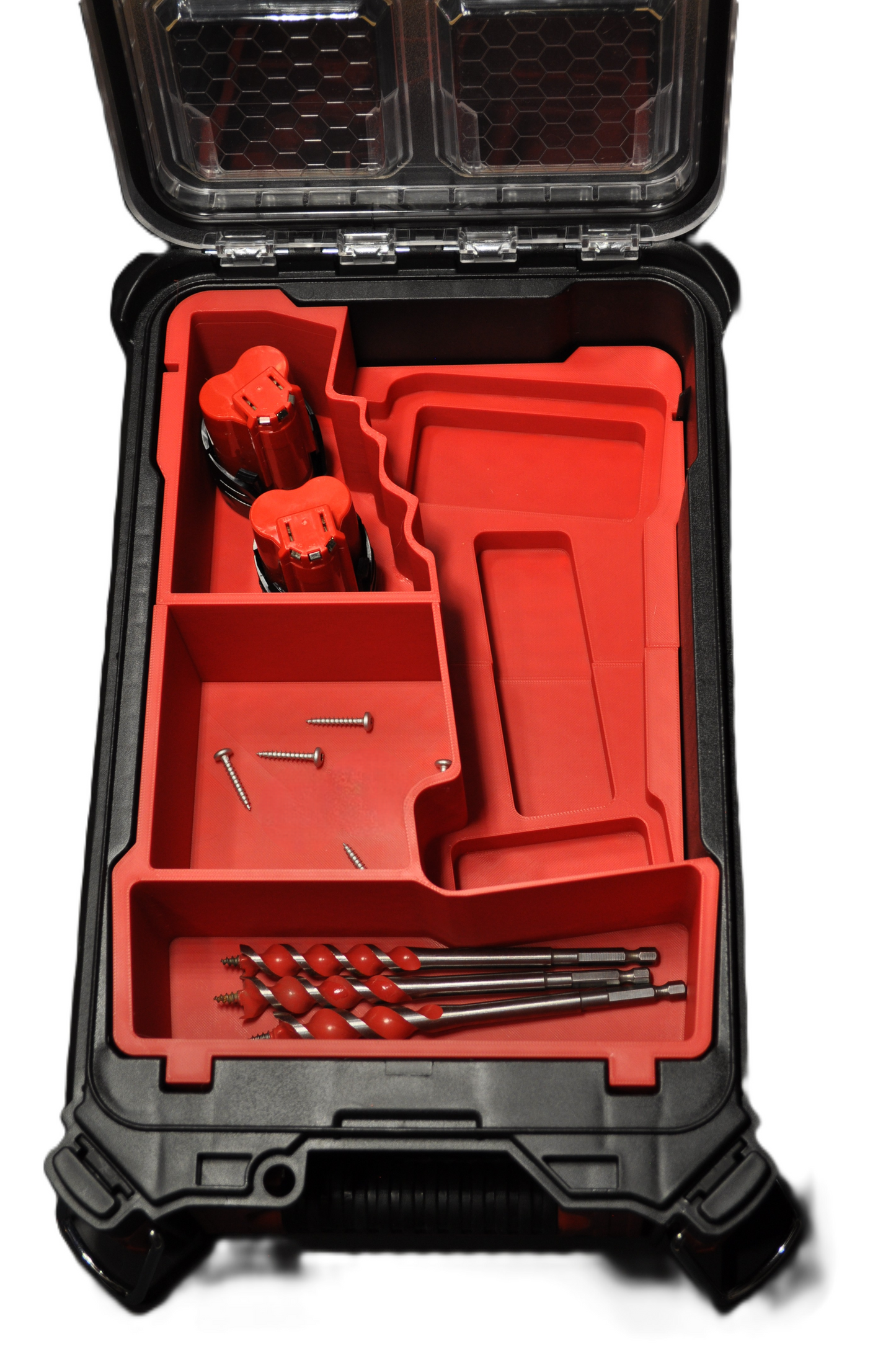 Packout Insert for Milwaukee M12 Fuel Impact Driver Gen 3 2553-20/M12FID – Insert Only, showcasing organized compartments designed for tools, featuring durable PETG material for professional tradespeople and DIY enthusiasts.