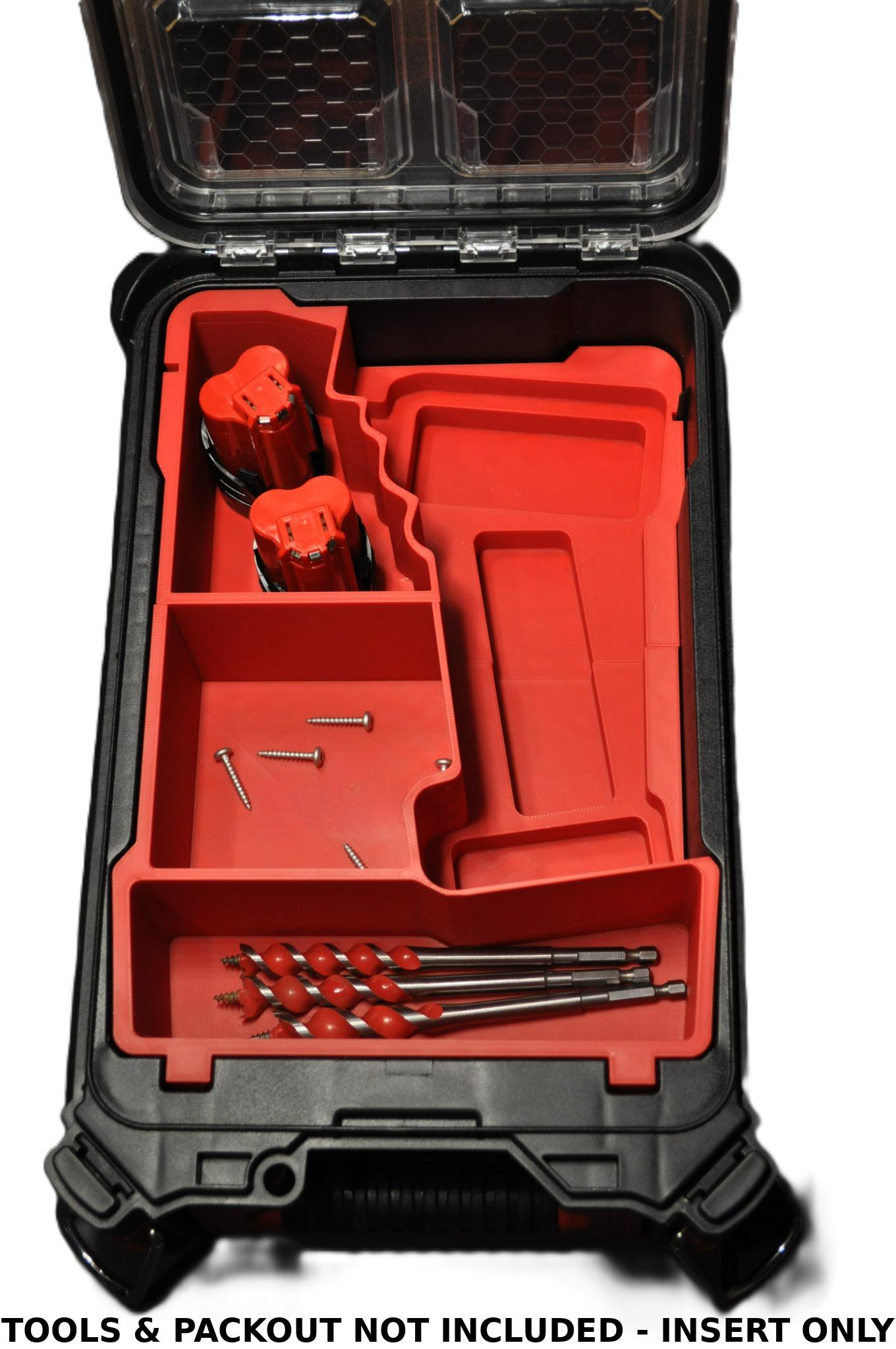 Packout Insert for Milwaukee M12 Fuel Impact Driver Gen 3 2553-20/M12FID displayed in a Packout box, highlighting the custom fit and design for optimal tool storage and accessibility.