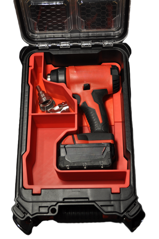 Milwaukee M18 Heat Gun Insert for Packout Box 2688-20 M18BHG – Insert Only showcased with the heat gun and accessory slots clearly designed for organized storage.