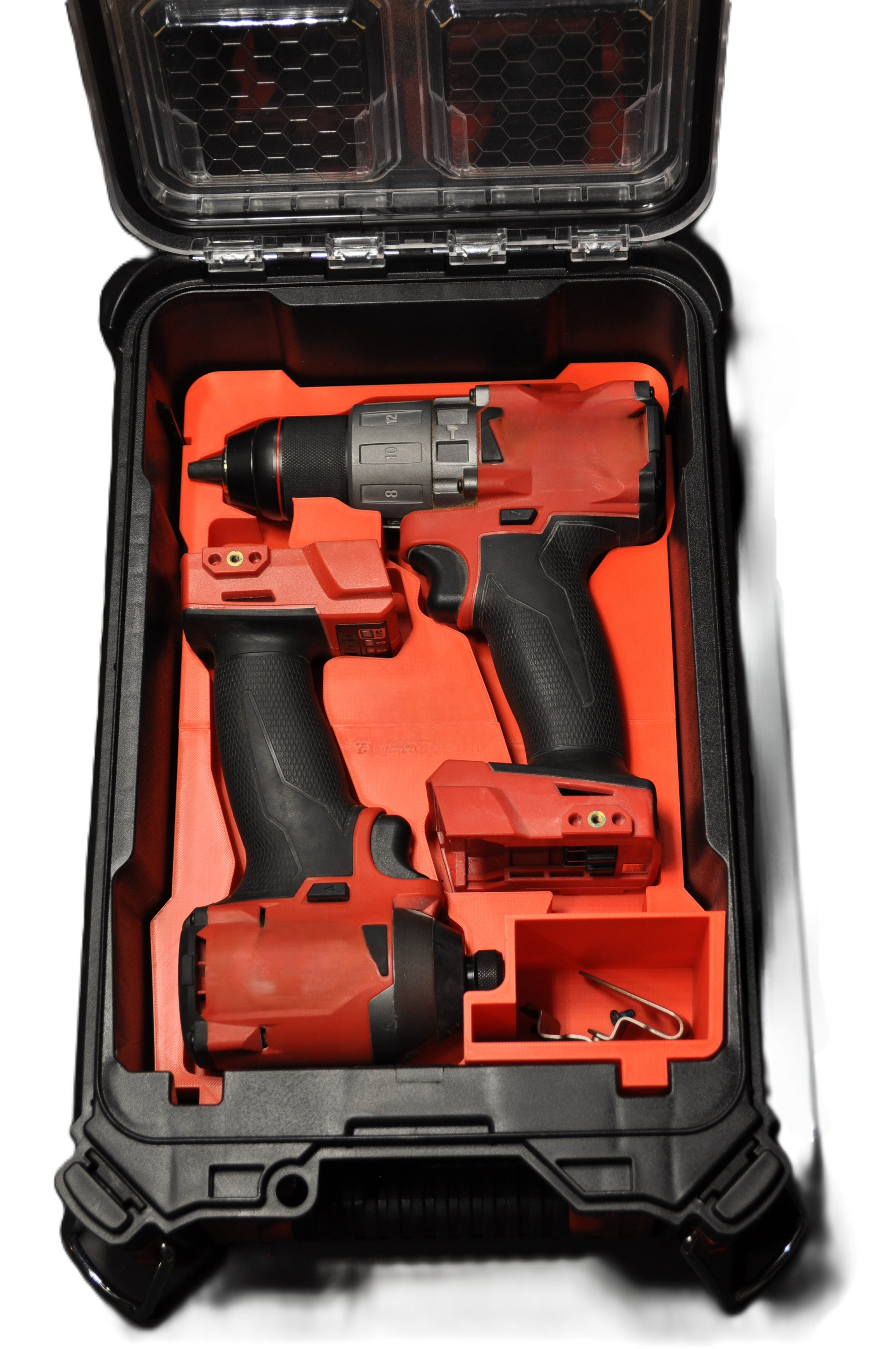 Packout Insert for Milwaukee M18 Fuel Hammer Drill & Impact Driver - Insert Only, features a detailed view of the insert holding the drill and impact driver securely in place.