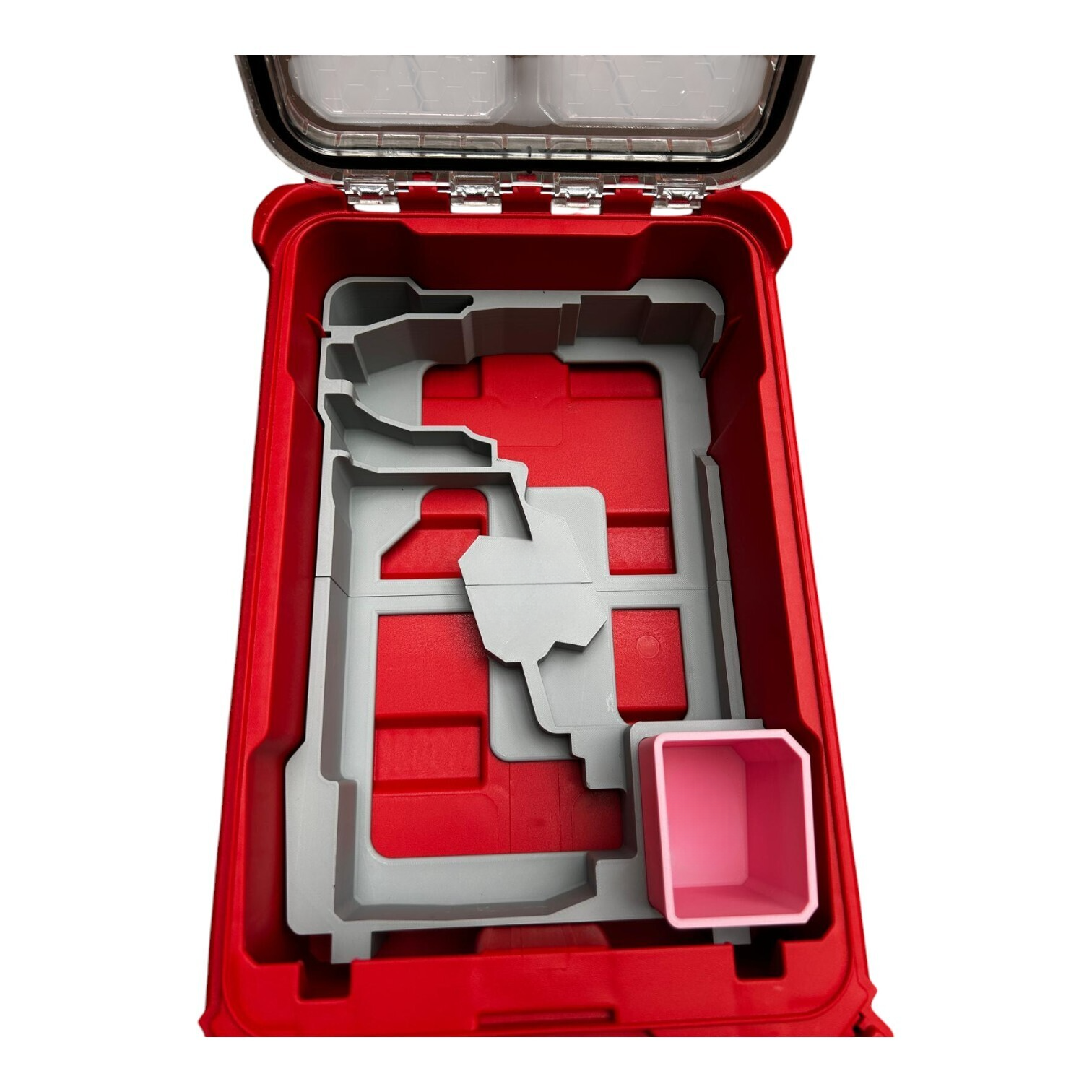 Packout Insert to Suit M18 Fuel or Brushless Drill & Impact – Compatible with Milwaukee Packout Toolbox 48-22-8435. An image displaying the empty interior of the Packout toolbox insert designed to hold M18 tools.