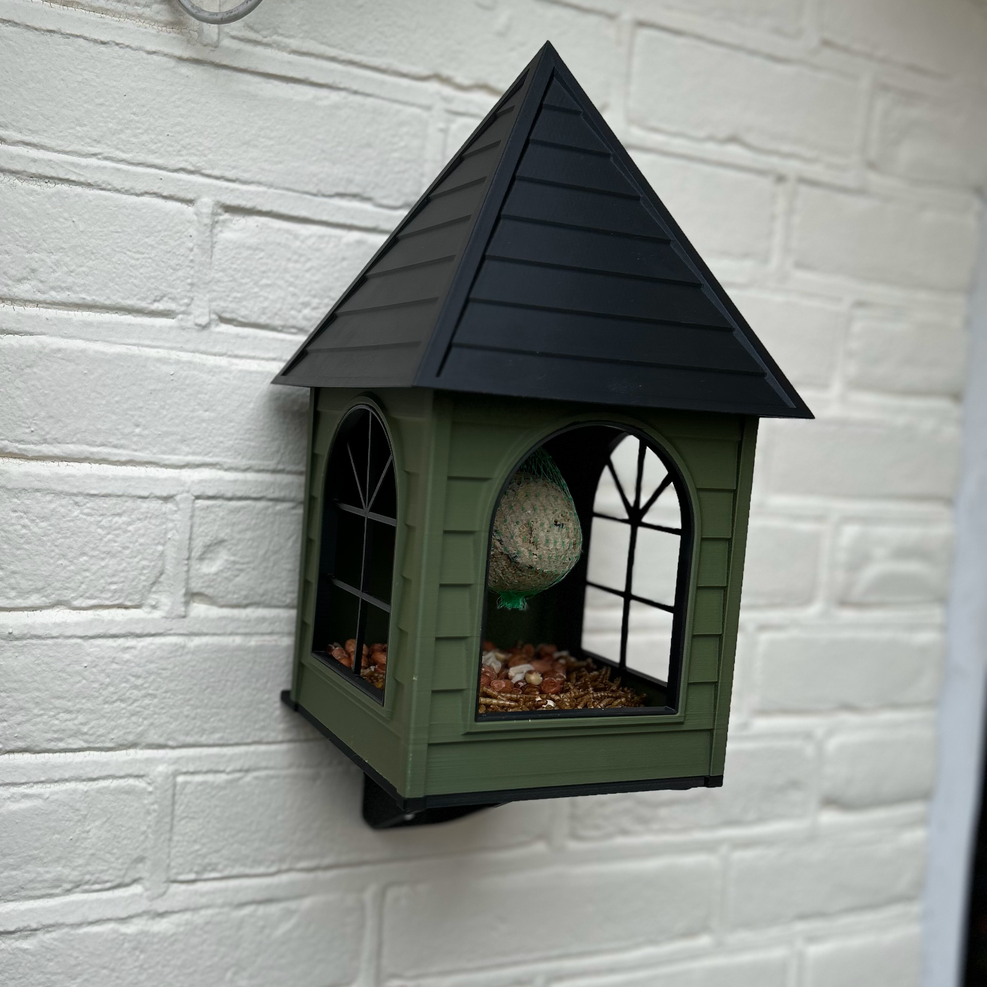 Classic Bird Feeder House with Mounting Bracket (PETG Outdoor-Safe)