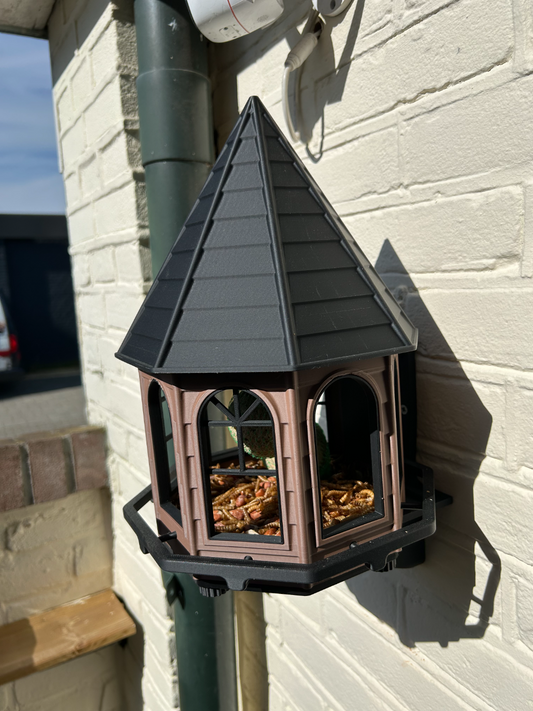 Classic Octagonal Bird Feeder House – Weatherproof PETG with Wall Mount Bracket – Made in Australia
