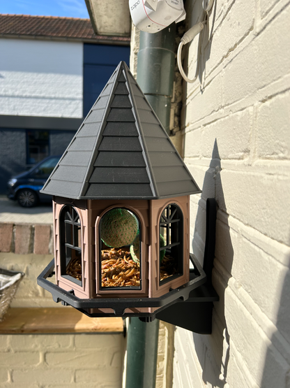 Classic Octagonal Bird Feeder House – Weatherproof PETG with Wall Mount Bracket – Made in Australia