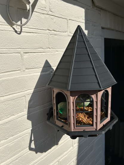 Classic Octagonal Bird Feeder House – Weatherproof PETG with Wall Mount Bracket – Made in Australia