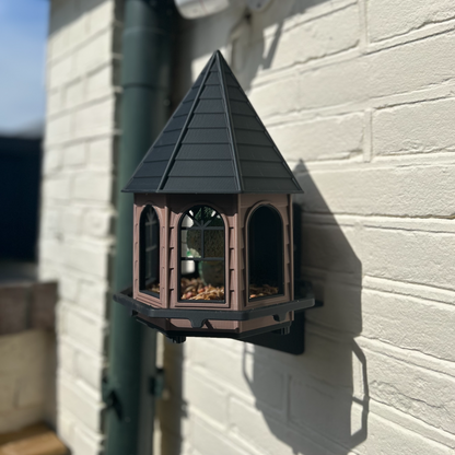 Classic Octagonal Bird Feeder House – Weatherproof PETG with Wall Mount Bracket – Made in Australia