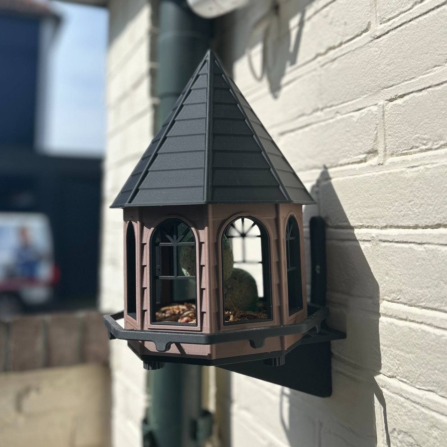 Classic Octagonal Bird Feeder House – Weatherproof PETG with Wall Mount Bracket – Made in Australia