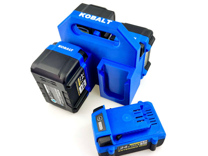 Battery Caddy to Suit Kobalt 24V Batteries – 4-Slot Workshop Organizer