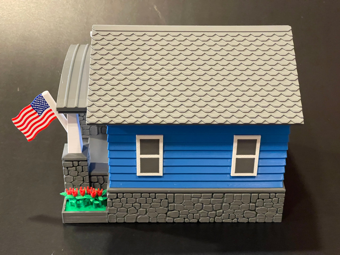 Craftsman Bungalow Birdhouse - Lake Blue & Dark Grey Architectural Design