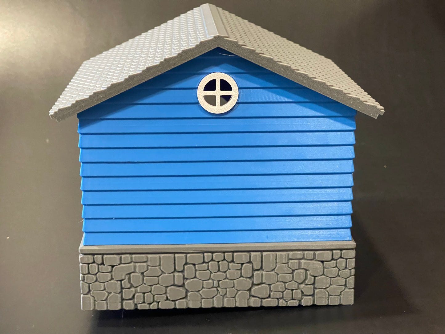 Craftsman Bungalow Birdhouse - Lake Blue & Dark Grey Architectural Design