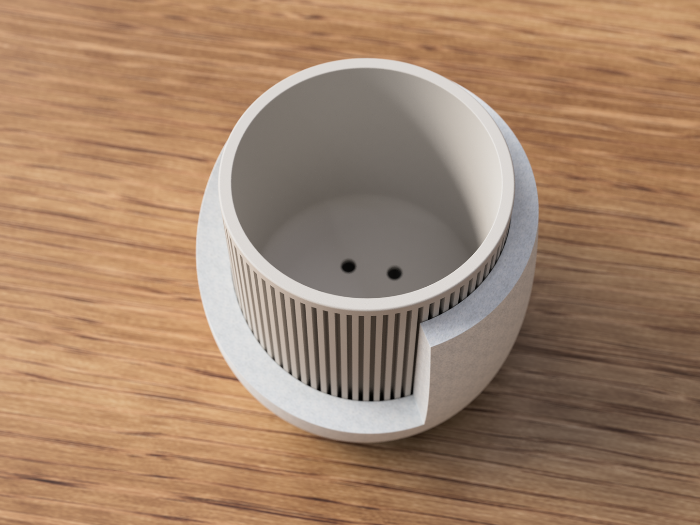 Japandi Ribbed Planter with Drip Tray - Minimalist Indoor Pot