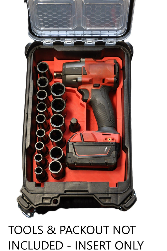 Insert to suit Fits  M18 Mid-Torque Impact Wrench (2962-20, M18FMTIW2F12), 10-24mm Sockets & 48228435 Packout Box –  Milwaukee Packout – Compatible with Milwaukee – Fits Packout