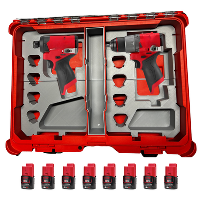Packout Insert to Suit M12 Drill & Impact Driver, showcasing dual tool storage for Milwaukee M12 FUEL Drill and Impact Driver, compatible with Milwaukee Packout Organiser 48228430, featuring precision-formed slots for secure hold.