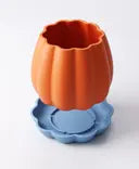 Pumpkin Planter with Drip Tray – Seasonal Gourd-Inspired Indoor Plant Pot | Modern Decorative Accent