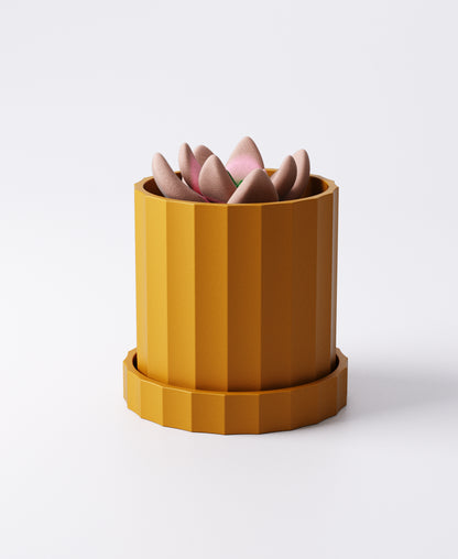 Ripple Planter with Drip Tray – Large Indoor Plant Pot | Statement Textured Accent