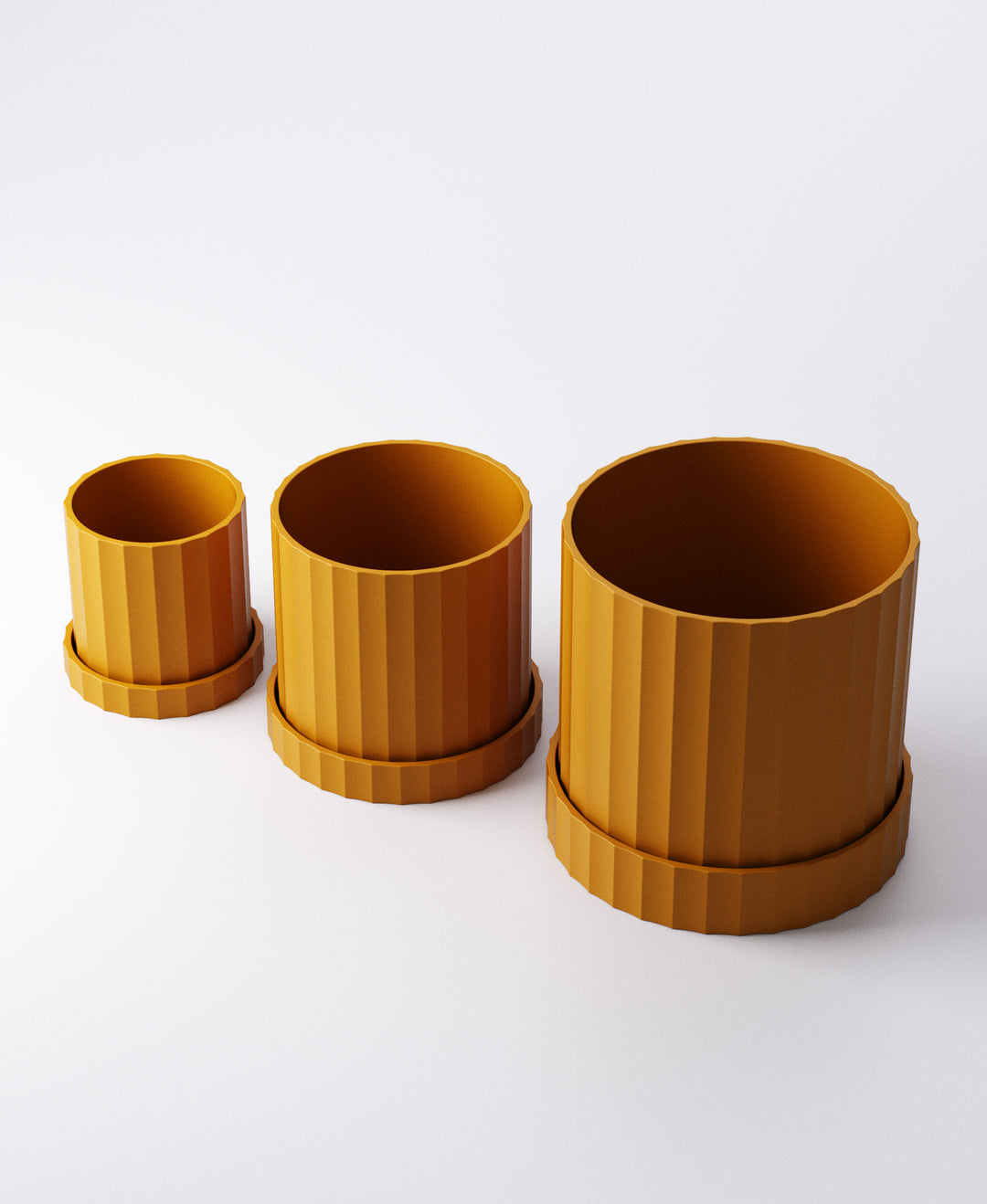 Ripple Planter Set of 3 with Drip Trays – Sculptural Modern Indoor Plant Pots | Flowing Textured Accent