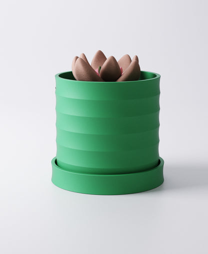 Ripple Planter Set of 3 with Drip Trays – Flowing Sculptural Indoor Plant Pots | Modern Design Harmony