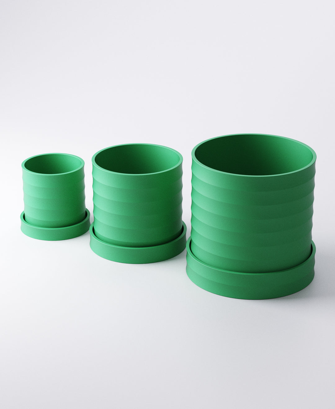 Ripple Planter Set of 3 with Drip Trays – Flowing Sculptural Indoor Plant Pots | Modern Design Harmony